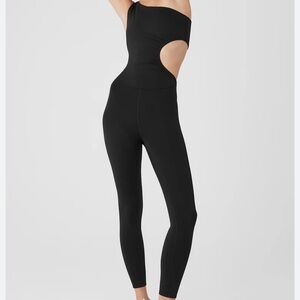 ALO Yoga Black Airlift 7/8 Decadent Bodysuit